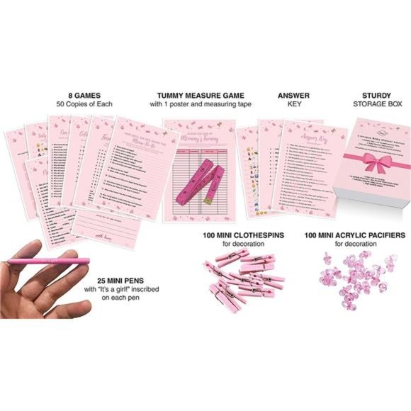 Dessie Baby Shower Games for Girls -Ultimate Baby Shower Game Set -9 UniqueGames - Picture 2 of 6